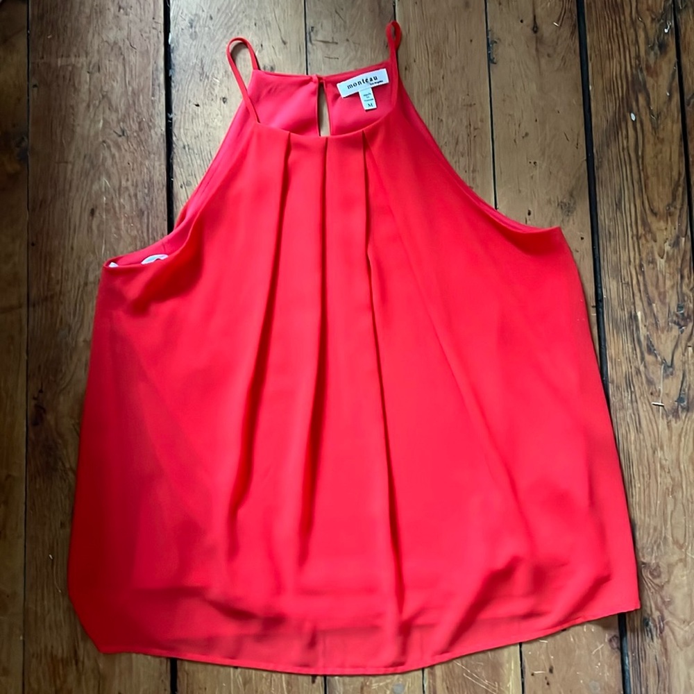 Monteau red racer back blouse